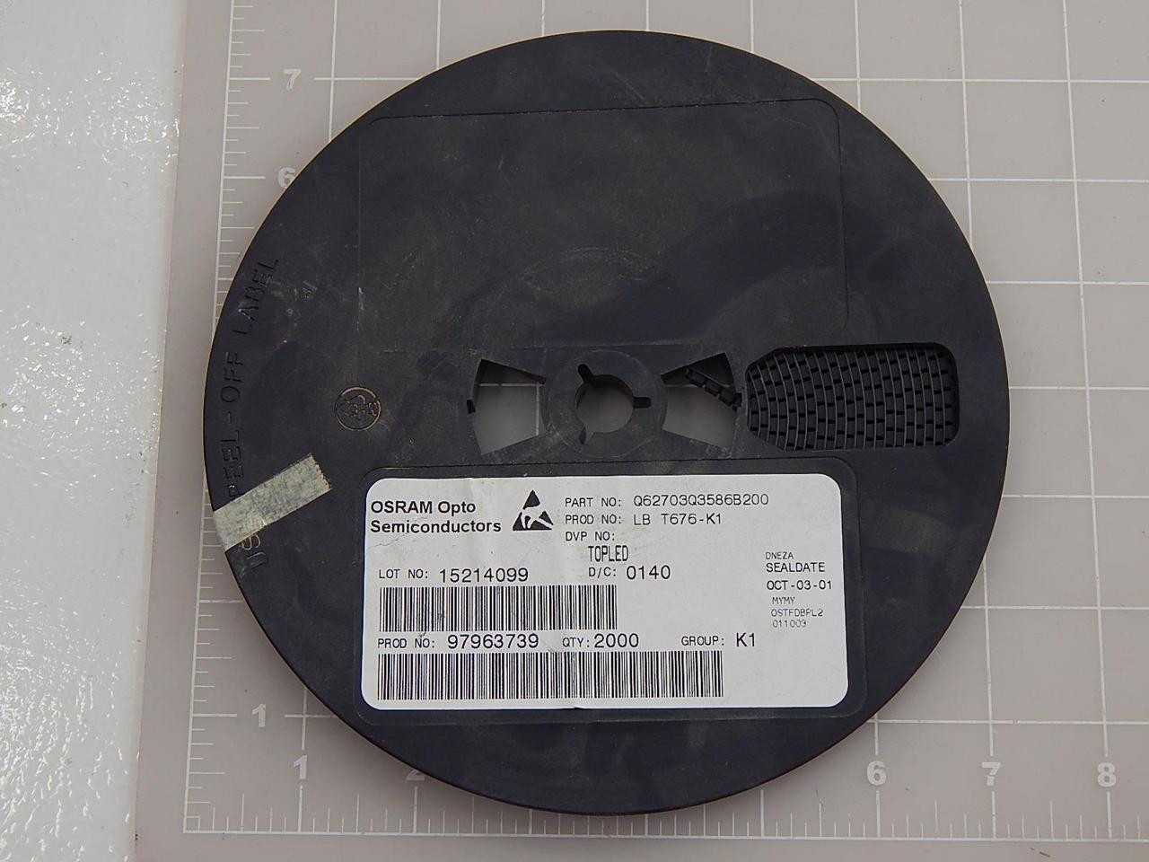 LOT OF 1999 OSRAM OPTO SEMICONDUCTORS Q62703Q3586B200 LB T676-K1 97963739 BLUE 465NM LED INDICATION - DISCRETE 3.5V 2-PLCC - LIGHTING
