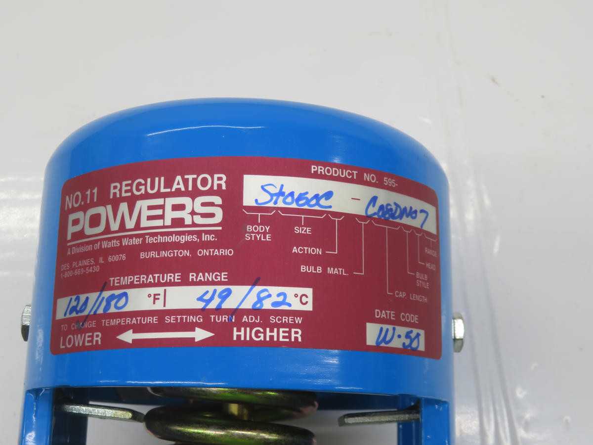 POWERS 595-ST050C-C08DN07 PRESSURE REGULATOR, THERMOSTATIC, 49-82C TEMP, 0.5IN NPS, 8.6BAR PRESS - PNEUMATIC REGULATOR