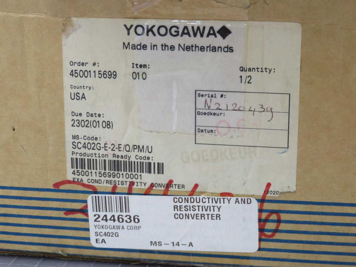 YOKOGAWA SC402G-E-2-E/Q/PM/U ANALYZER, COND, RESIST, 4-20 MA, 100-240V POWER, PANEL MOUNT - CONDUCTIVITY MEASUREMENT