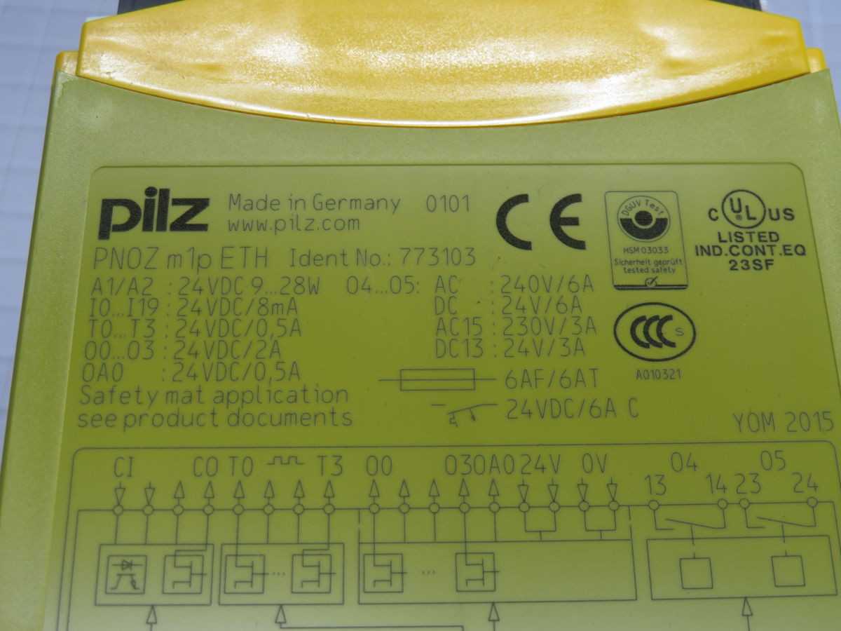 PILZ PNOZ M1P ETH, SAFETY CONTROL MODULE, 24VDC, 20 DI, 4 SO, 2 RO, 4 TPO, 1 CO, 2 ETHERNET, 6A/240VAC RO - SWITCHES