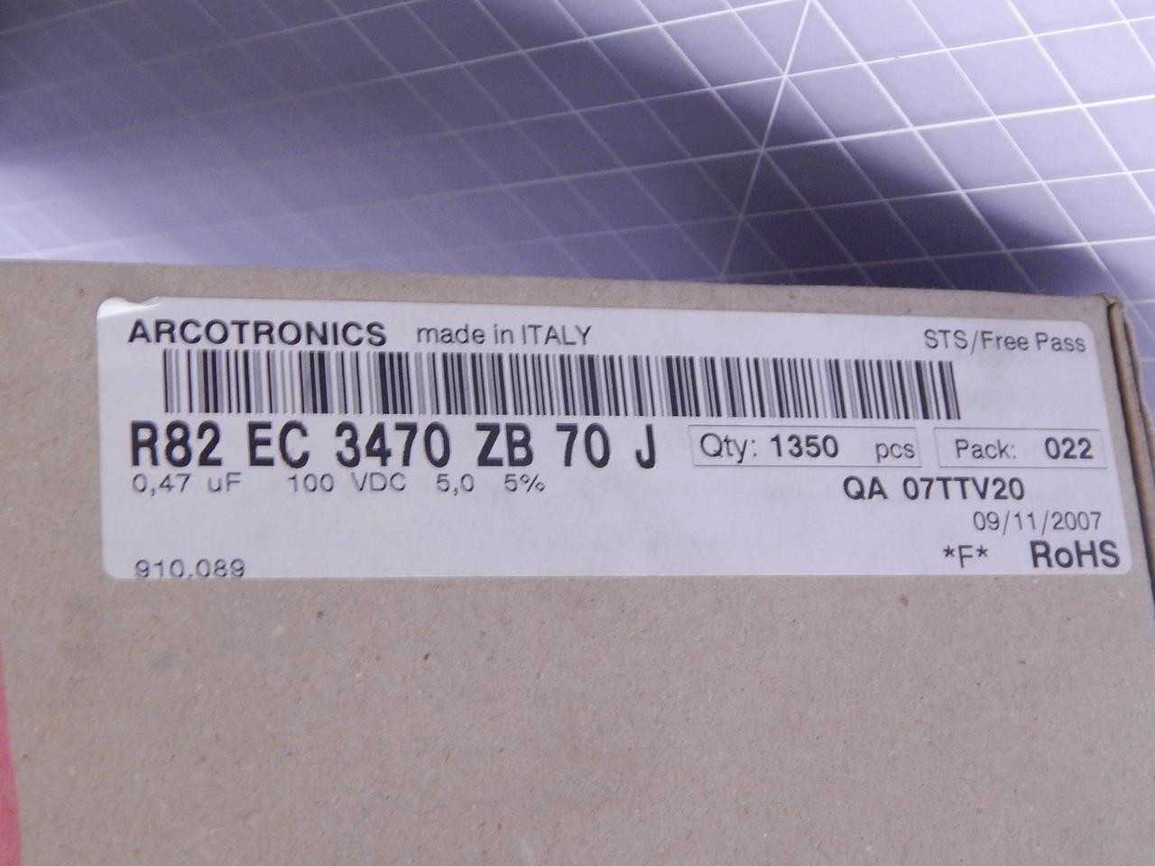 LOT OF 1350 ARCOTRONICS R82 EC 3470 ZB 70 J FILM CAPACITORS 047 U 100 VDC 5 % - ELECTRONIC COMPONENTS