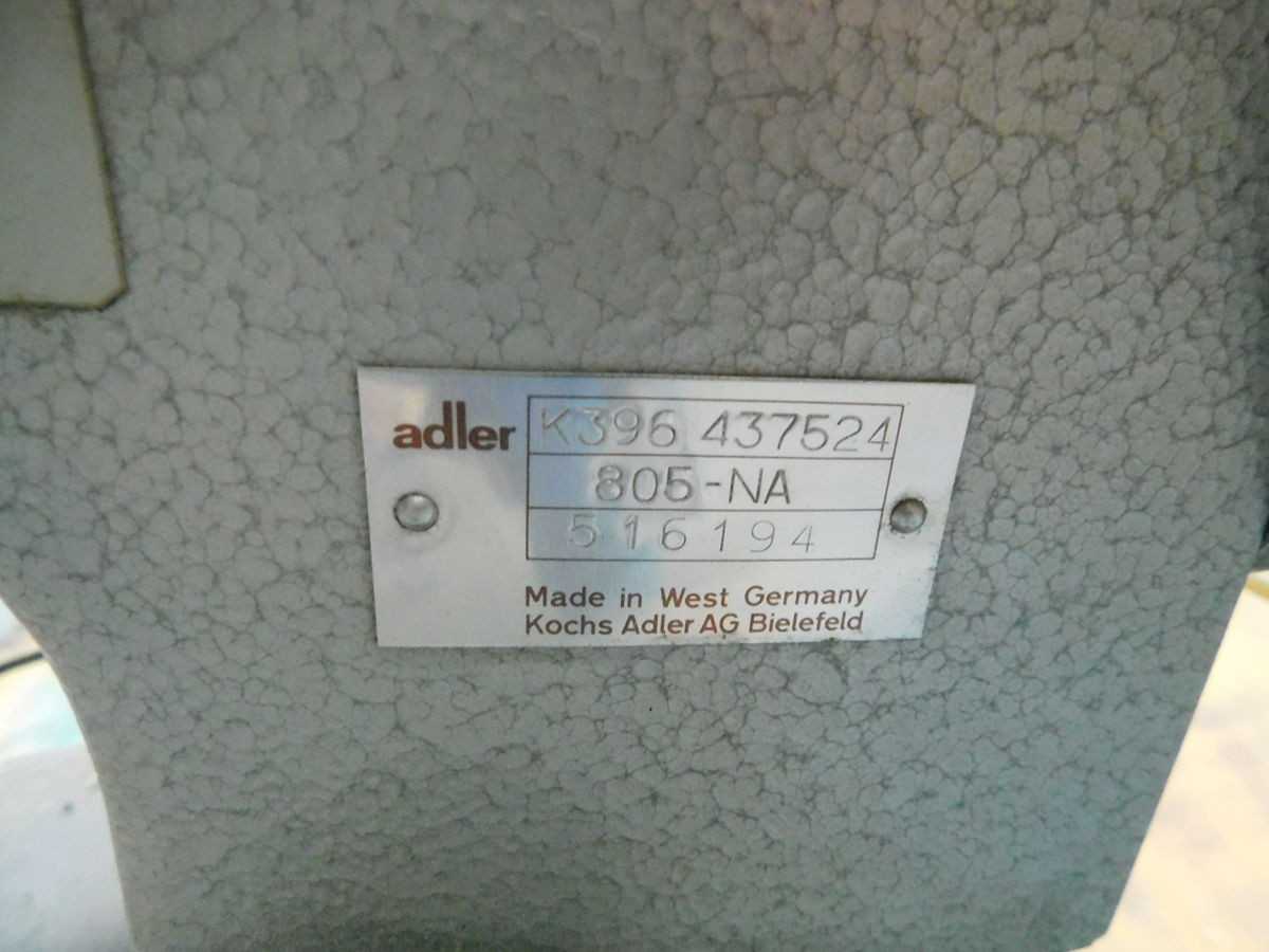 ADLER K396 SEWING MACHINE - PLANT & FACILITY