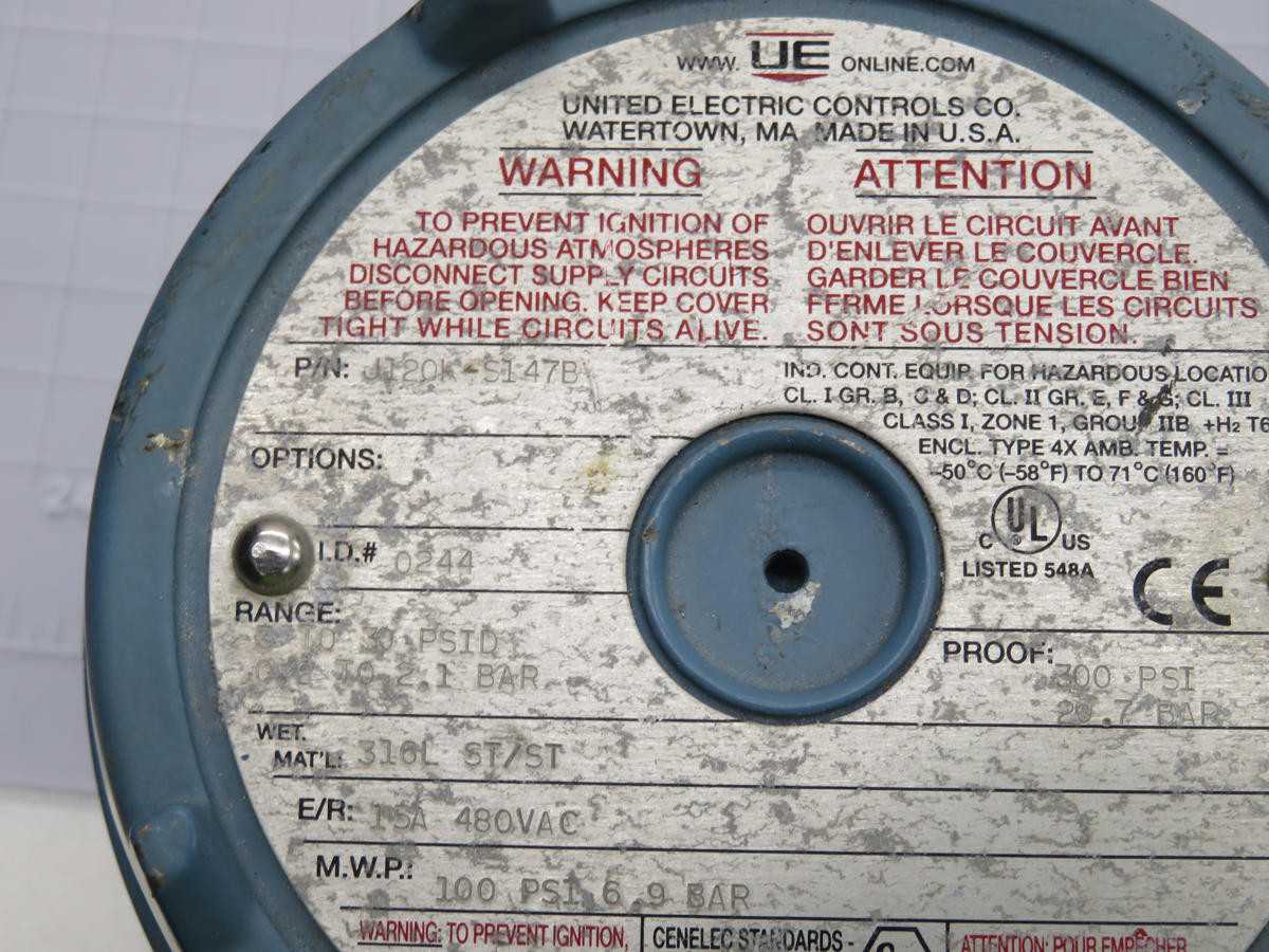 UNITED ELECTRIC J120K-S147B SPDT DIFFERENTIAL PRESSURE SWITCH
T217919 - SWITCHES