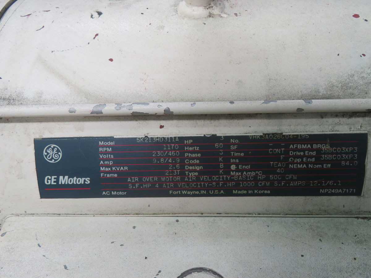 GE 5K213HD311A AIR OVER MOTOR 213T AIR VELOICITY 1000 CFM T267227 - AC MOTOR