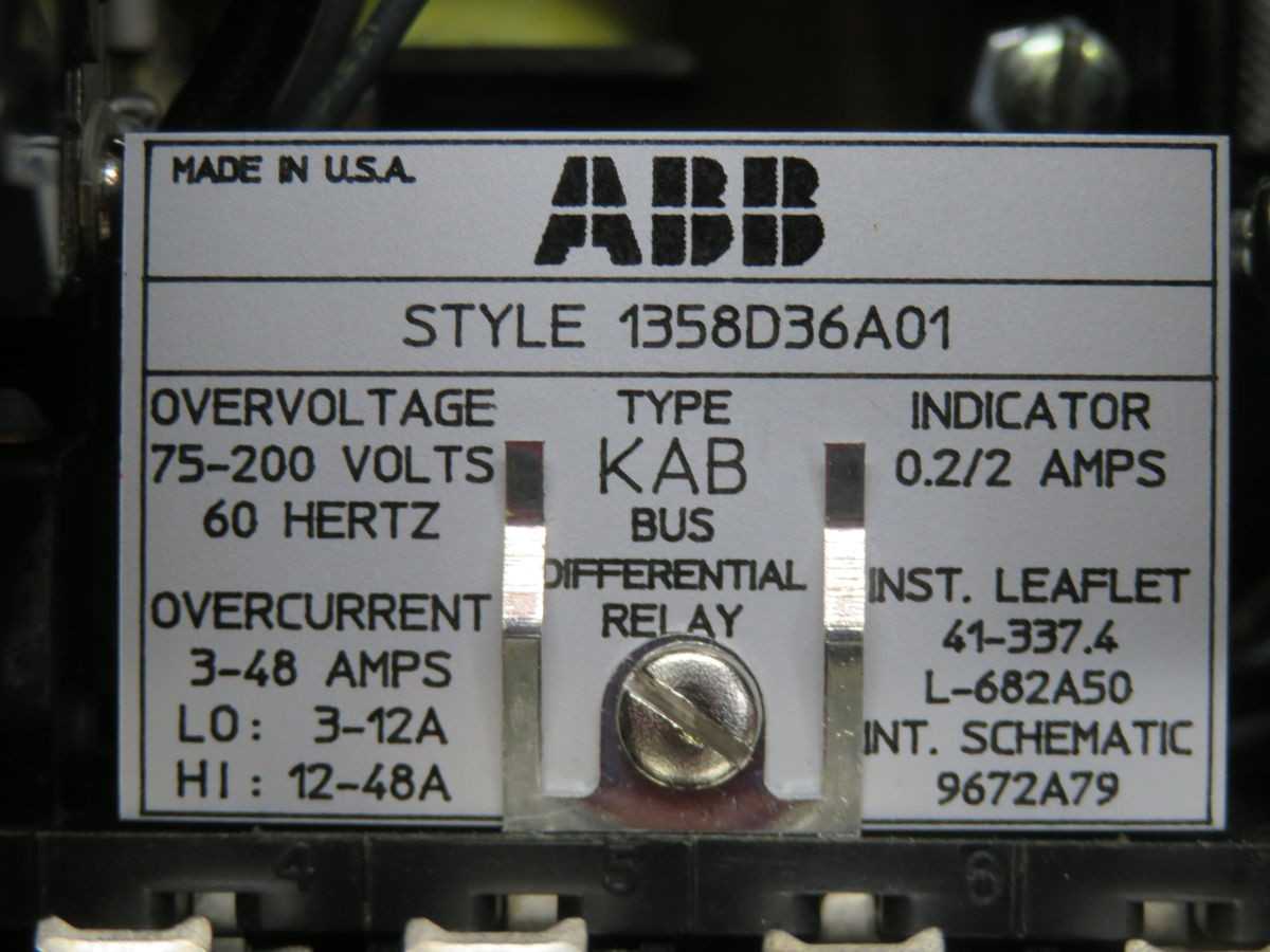 ABB KAB 1358D36A01 INDUSTRIAL ELECTROMECHANICAL HIGH-IMPEDANCE RELAY T268836 - ELECTRICAL RELAYS