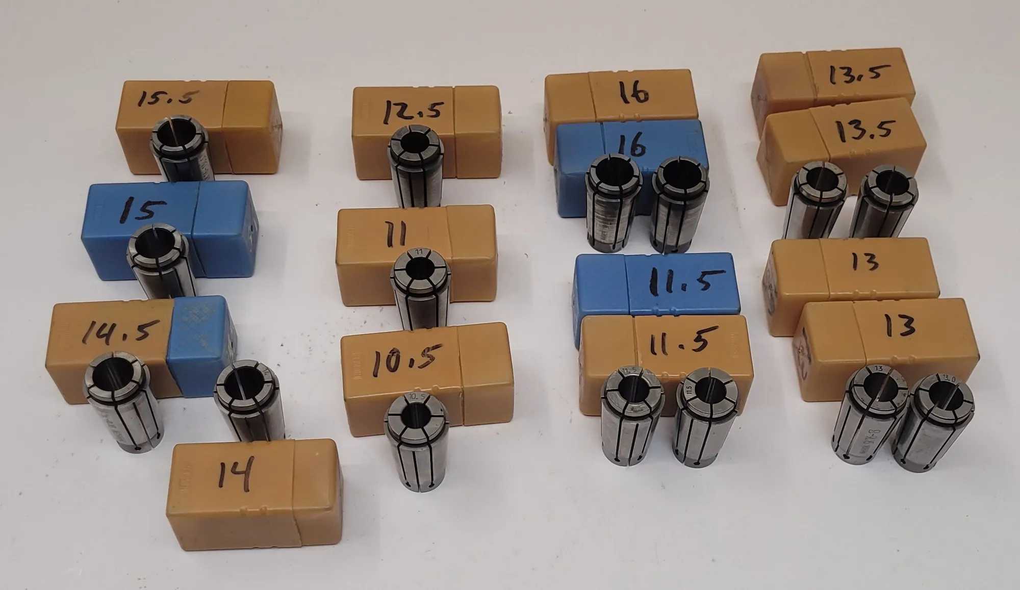 NIKKEN SK16 COLLETS - SET OF 15 - VARIOUS METRIC SIZES (10.5MM TO 16MM RANGE) - MACHINE TOOLING