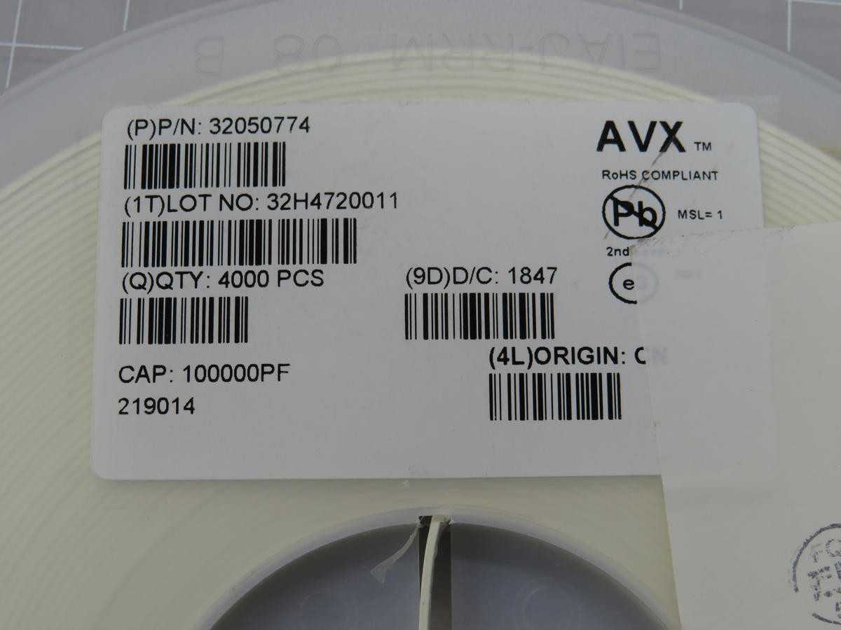LOT OF 40000 AVX 32050774 08055C104JAT2A CERAMIC CAPACITORS T204482 - ELECTRICAL COMPONENTS