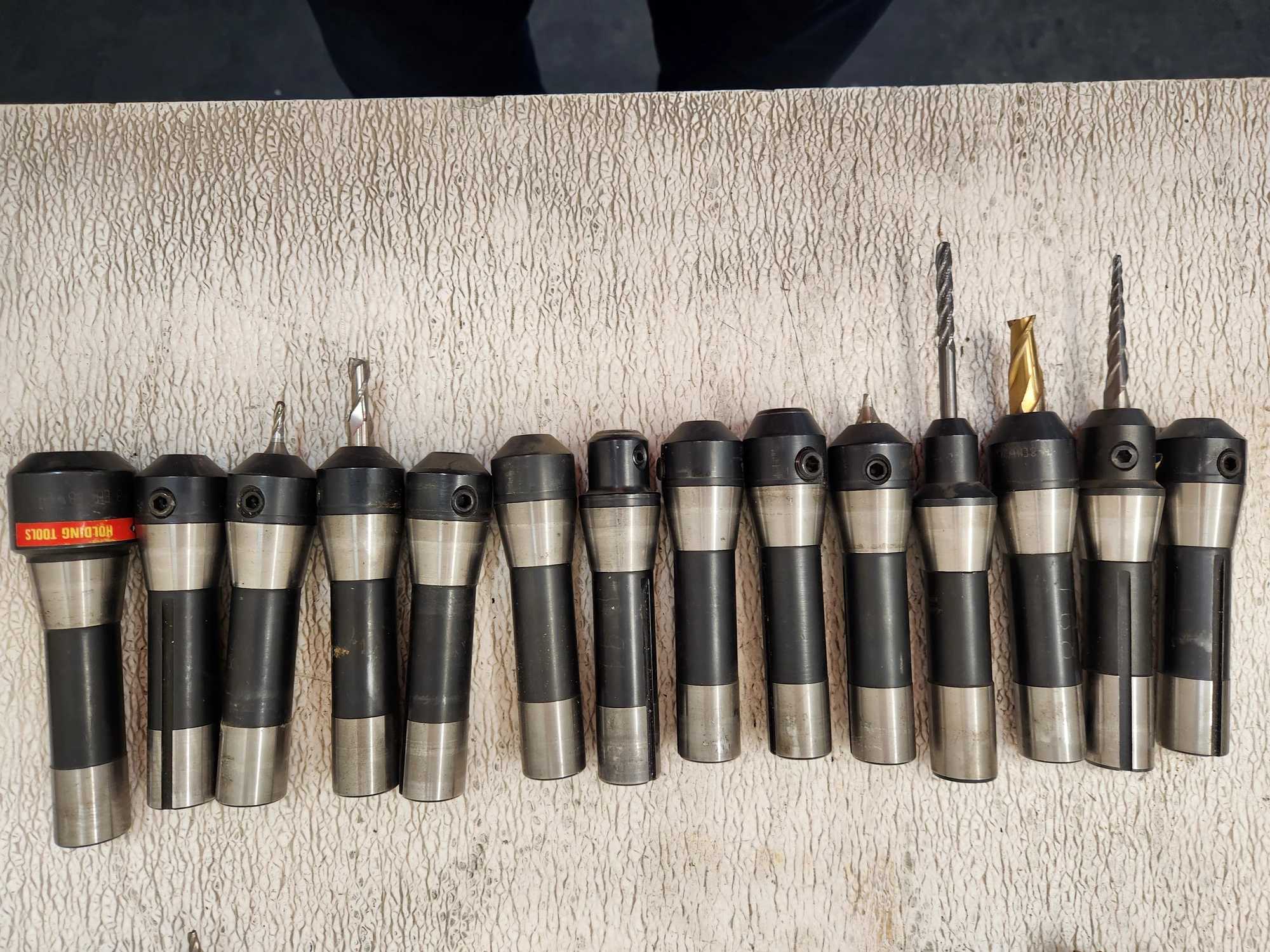 ISCAR/LYNDEX R8 HOLDERS 14 PIECE SET, SOLID HOLDERS & R8 EM END MILL HOLDERS - MACHINE TOOLING