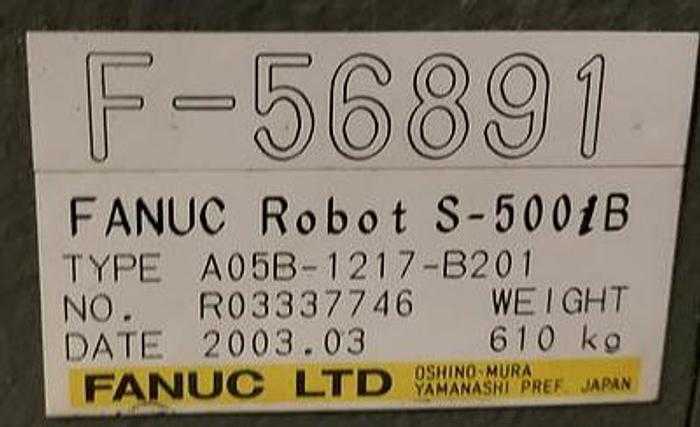 2003 FANUC S-500IB ROBOT, 15KG PAYLOAD, 2757MM REACH, RJ3IB CONTROL - HIGH PRECISION! - ARTICULATED ROBOTS