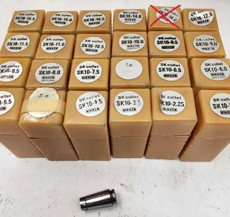 NIKKEN SK10 & SK16 METRIC COLLET SET - QTY 24 (SIZES 2.0-15.5) - MACHINE TOOLING