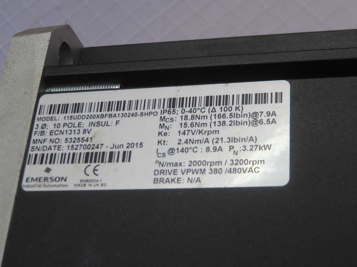 EMERSON 115UDD200XBFBA130240-SHPO SERVO MOTOR T263850 - SERVO