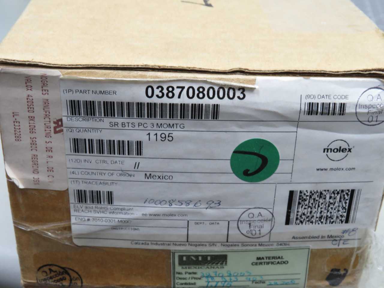 Lot of 1175 Molex 387080003 SR BTS PC 3 Momtg Terminal Blocks - TERMINAL BLOCKS