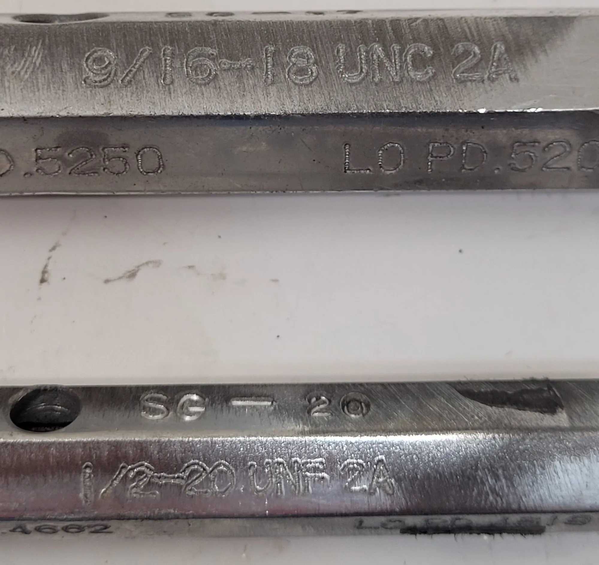 GO/NO GO PLUG GAUGE SET (3) - 9/16-18 UNC 2A, 1/2-20 UNF 2A, .5625-12 UNC-2B - MACHINING TOOLING & PARTS