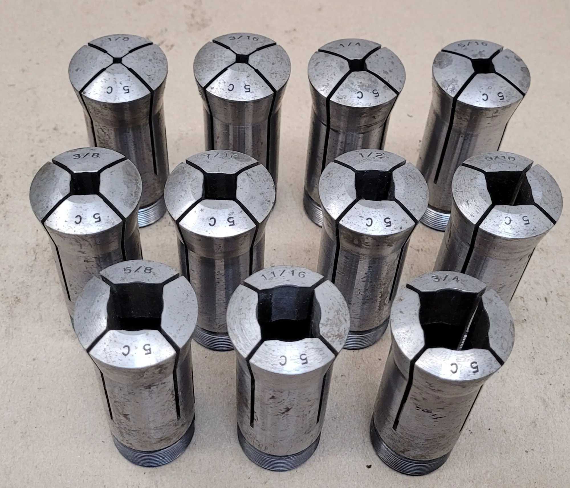 5C SQUARE COLLET SET (11 PCS), 1/8" TO 3/4" RANGE - MACHINE TOOLING