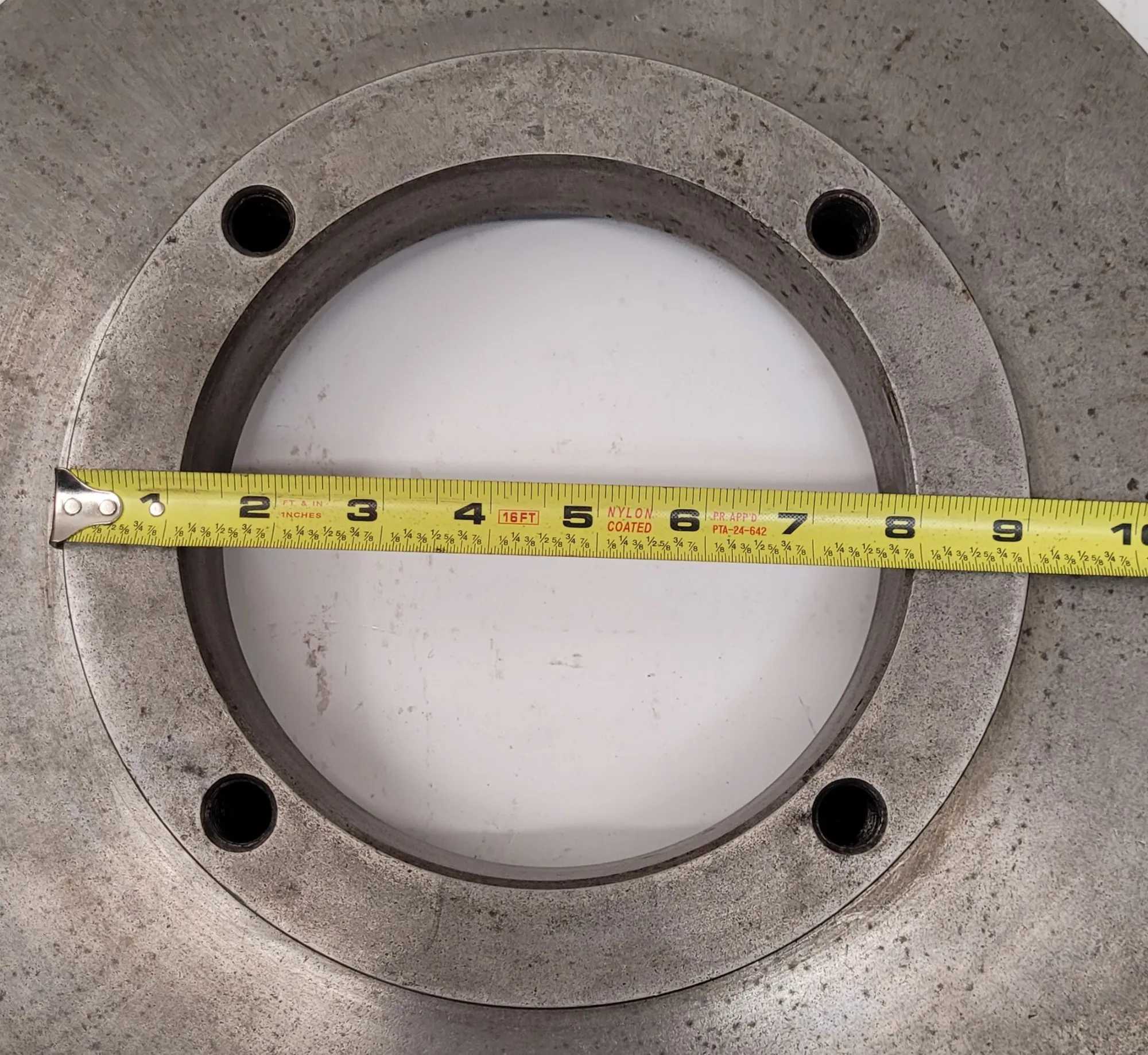 15" LATHE FACE PLATE - D1-8 MOUNT WITH 6-5/8" THROUGH HOLE - MACHINE TOOLING