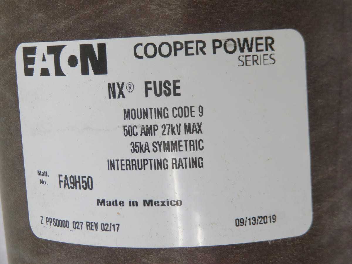 EATON FA9H50 FUSE MOUNTING, CODE 9 MOUNTING, 50A CURRENT, 27KV VOLTAGE, 35KA INTERRUPTING RATING - FUSES