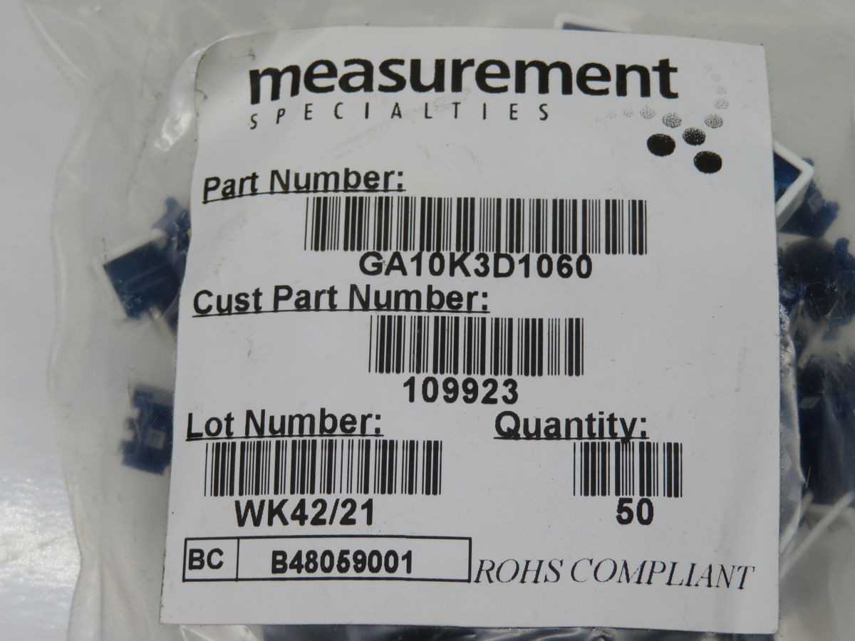 LOT OF 50 MEASUREMENT SPECIALTIES GA10K3D1060 SENSOR - SENSORS