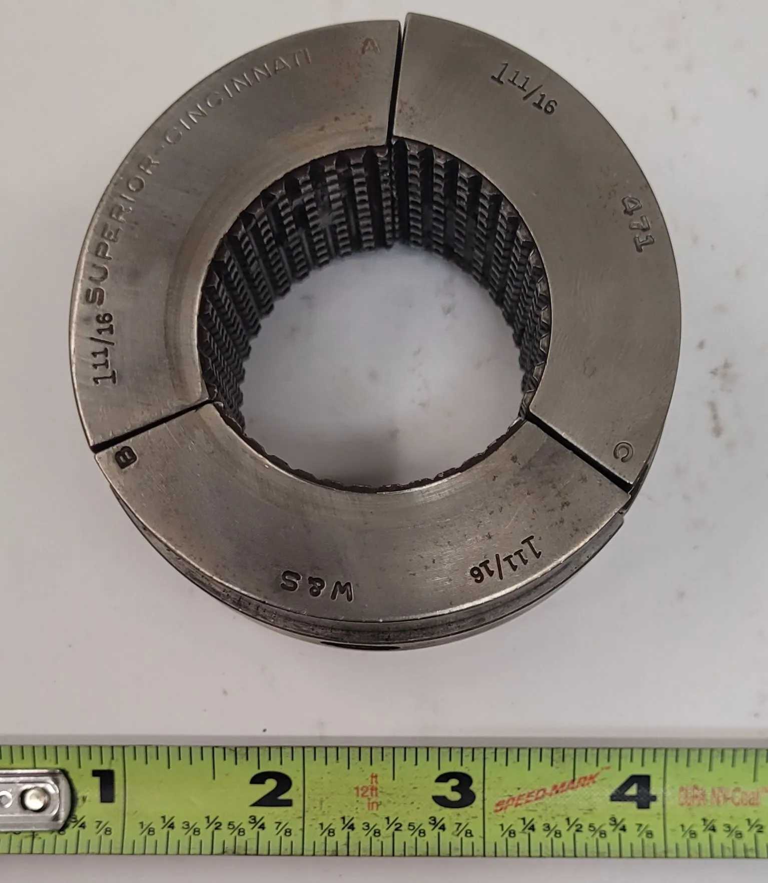 SUPERIOR CINCINNATI 1 11/16" MASTER SERRATED COLLET PAD - SET OF 4, 1-7/8” HEIGHT - MACHINE TOOLING