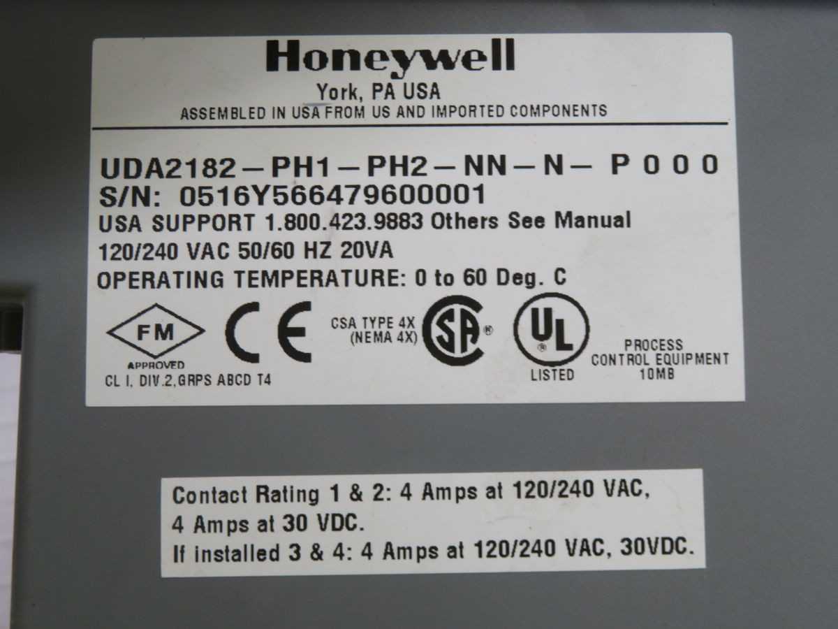 HONEYWELL UDA2182-PH1-PH2-NN-N-P000 DUAL INPUT ANALYTICAL ANALYZER T261830 - PH & ORP MEASUREMENT