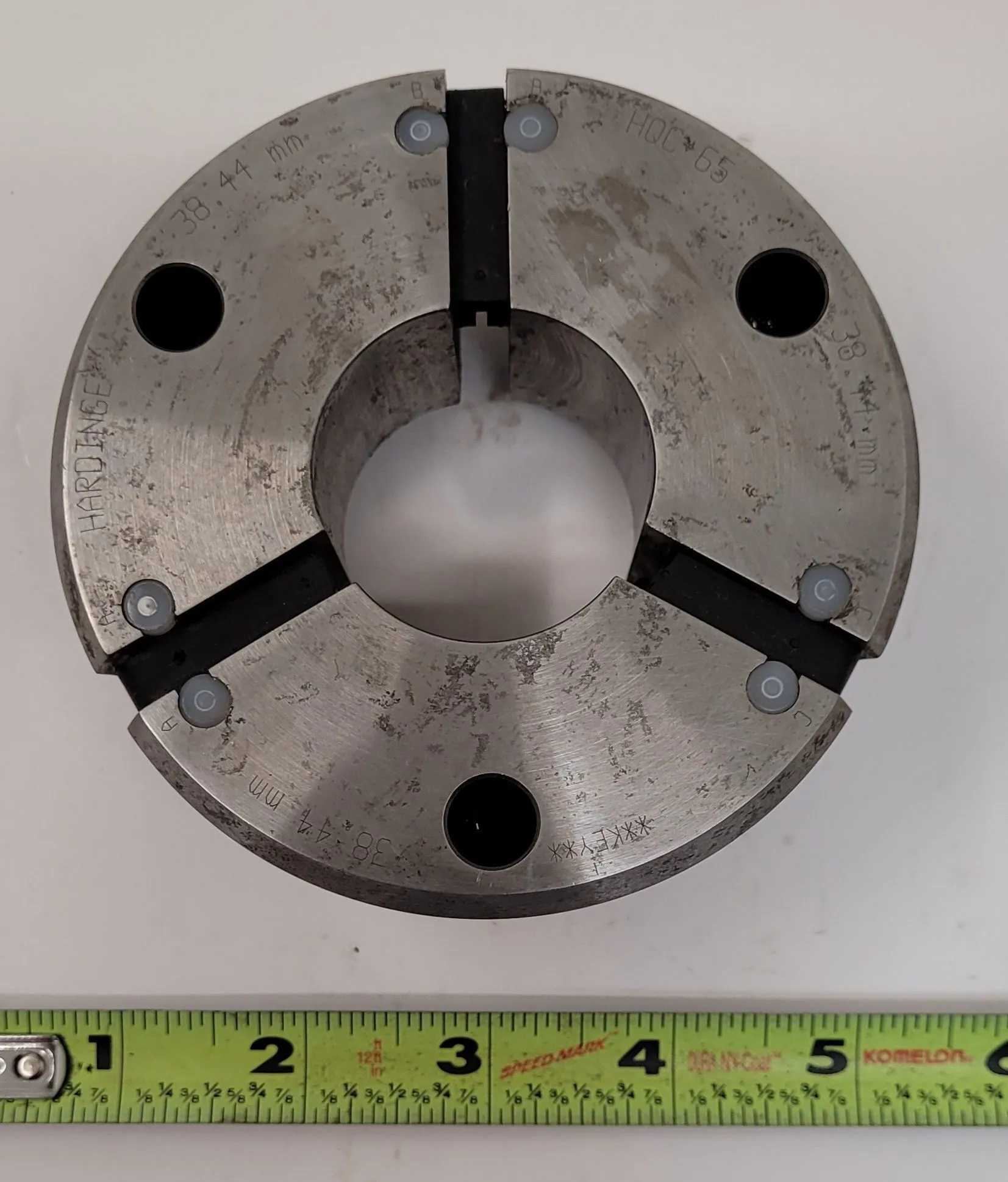 HARDINGE HQC-65 QUICK CHANGE COLLET, SERIES 65, SIZE 38.44MM, 2.25” HEIGHT, NON-SERRATED - MACHINING TOOLING & PARTS