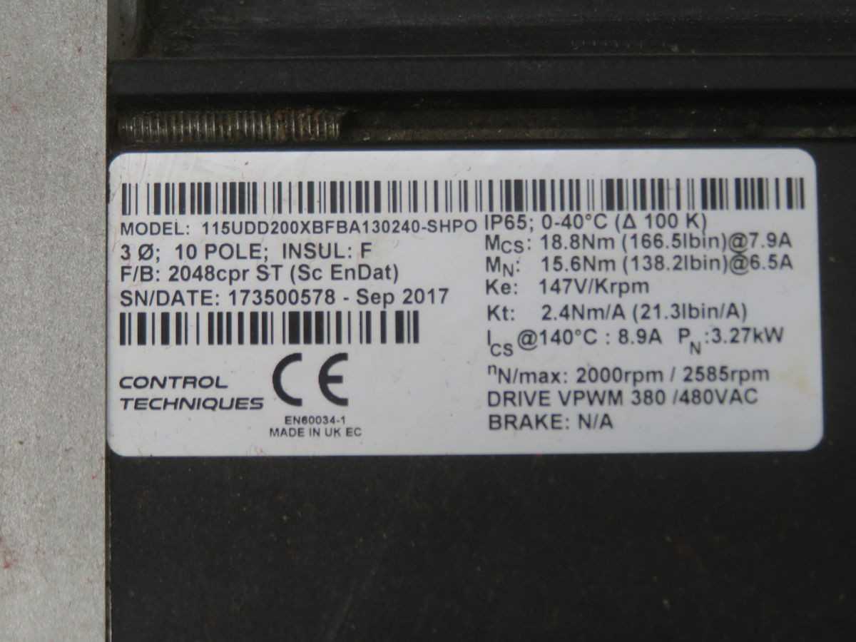 EMERSON 115UDD200XBFBA130240-SHP0 SERVO MOTOR T261464 - SERVO
