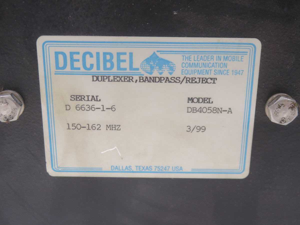 DECIBEL DB4058N-A CIRCUIT DUPLEXER T265791 - CIRCUIT BREAKERS