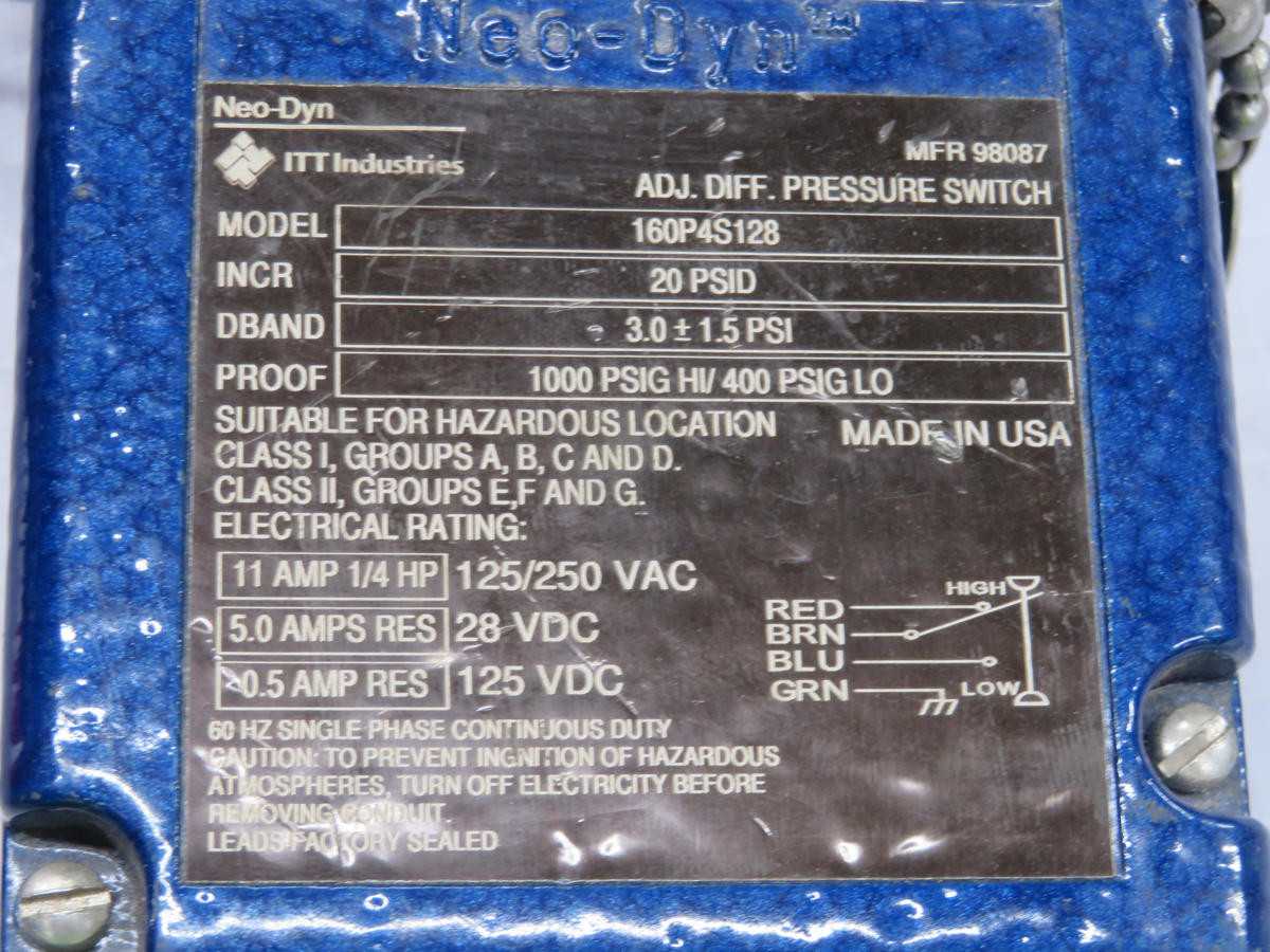 ITT 160P4S128 NEO-DYN PRESSURE SWITCH T230884 - SWITCHES