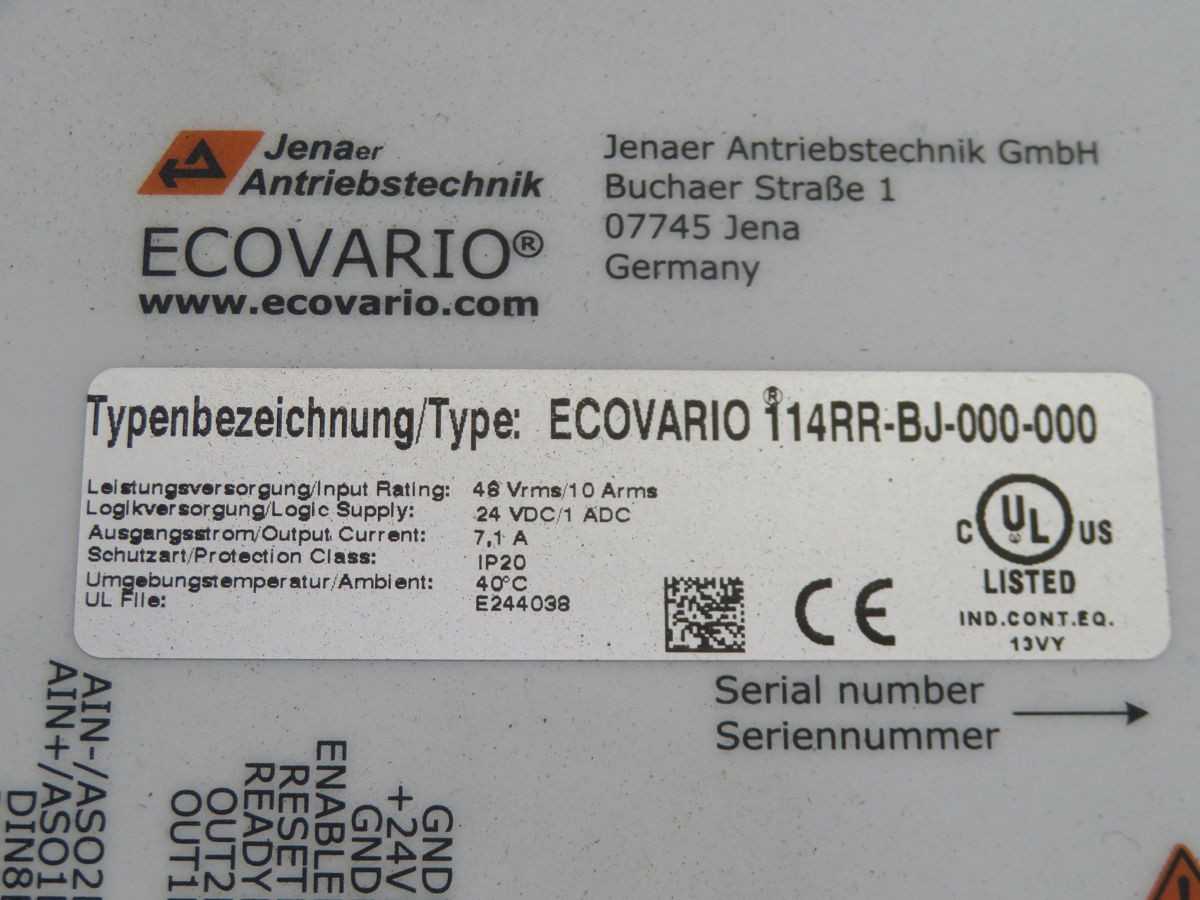 ECOVARIO 114RR-BJ-000-000 SERVO DRIVE CONTROLLER BH0817 - SERVO DRIVES