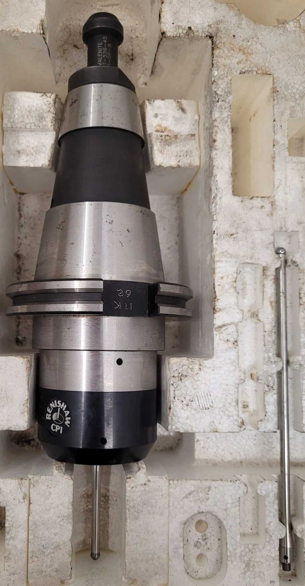 RENISHAW CP1 PROBE W/ CAT 50 HOLDER, OAL 7-5/8”, PROJECTION 3.5”, BODY DIAMETER 2.42” - MACHINE TOOLING