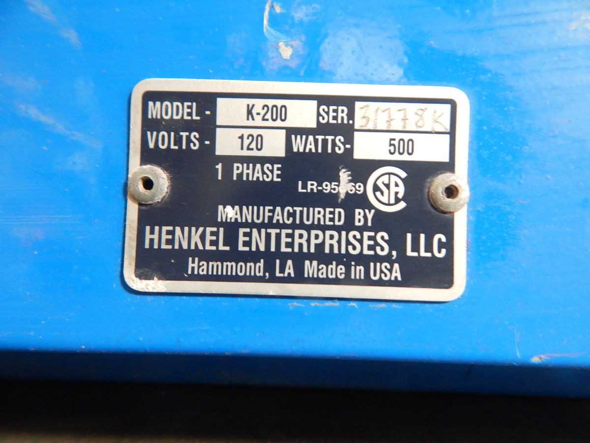 HENKEL ENTERPRISES K-200 DRY RON OVEN 200 LB. CAPACITY, 120V, 500WATTS - LAB & SCIENTIFIC