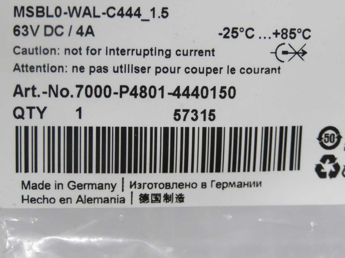 MURR ELEKTRONIK 7000-P4801-4440150 MSBLO-WAL-C444_1.5 CONNECTING CABLE T267337 - CORDSET CABLES