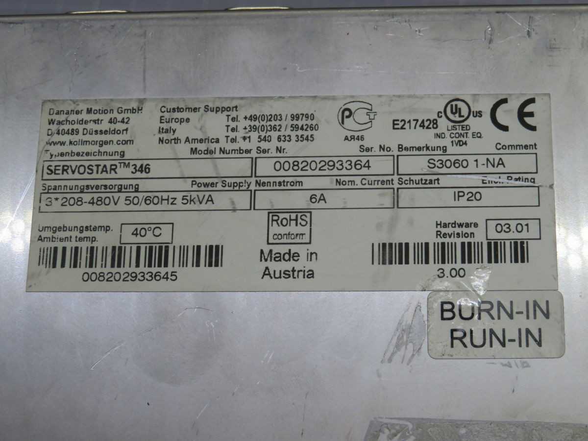 SERVOSTAR S3060 1-NA SERVO DRIVE, 208-480V, 6A CONT, 18A PEAK, 3.0KW CONT. POWER, IP20 - SERVO