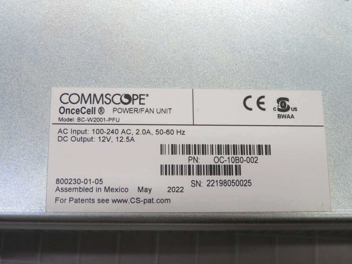 COMMSCOPE BC-W2001-PFU OC-10B0-002 POWER/FAN UNIT T265344 - POWER SUPPLIES