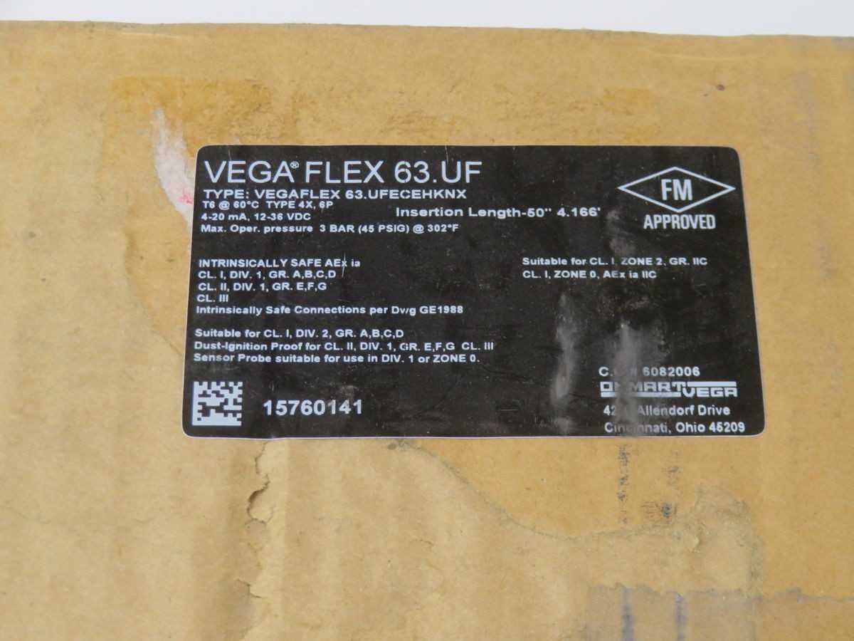 VEGA VEGAFLEX 63.UFECEHKNX GUIDED WAVE RADAR (TDR) SENSOR T268559 - LEVEL MEASUREMENT