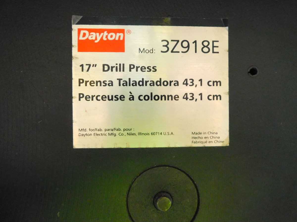 DAYTON 3Z918E DRILL PRESS 17" - UPRIGHT DRILL PRESSES