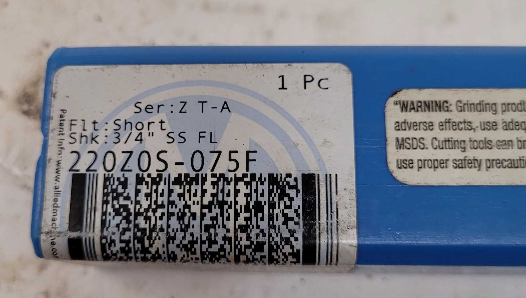 ALLIED MACHINE 220Z0S-075F T-A - SERIES Z FLANGED SHANK STRAIGHT FLUTE HOLDER - SHORT DRILL - MACHINE TOOLING
