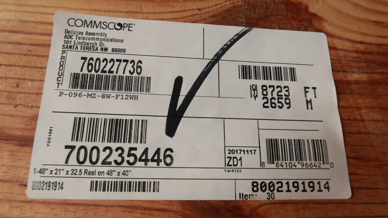 COMMSCOPE 96 SINGLE MODE FIBER OPTIC CABLE, 96 FIBER, ARMORED, INTERLOCKING, OFCP RATING - FIBER OPTIC CABLE