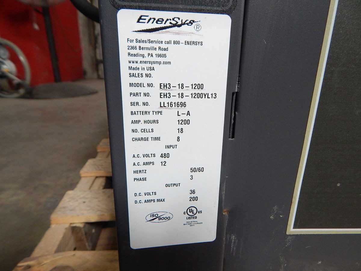 ENER SYS EH3-18-1200 36 VOLT FORKLIFT BATTERY CHARGER 1200 AH M6851 - FORKLIFTS
