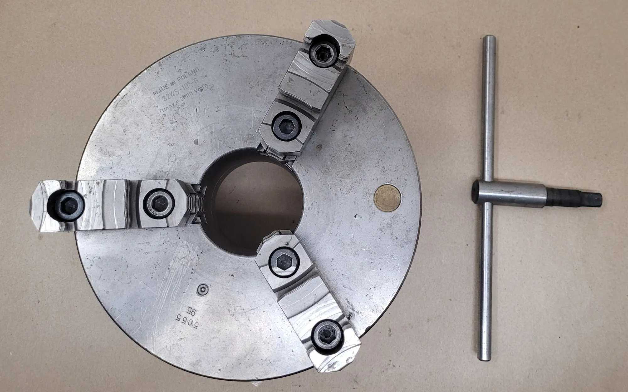 BISON 10" 3-JAW LATHE CHUCK W/D1-6 BACKPLATE - MACHINE TOOLING