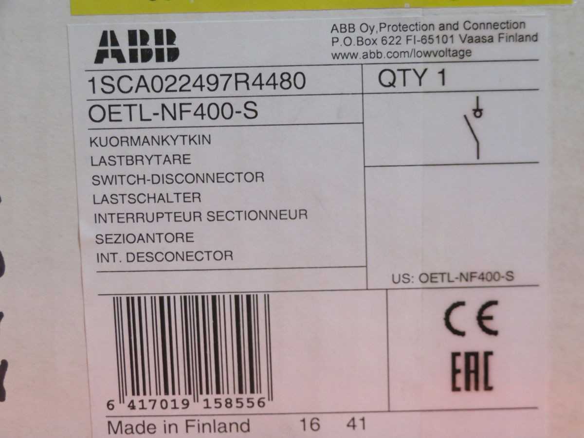 ABB OETL-NF400-S DISCONNECT SWITCH T258934 - DISCONNECT SWITCHES