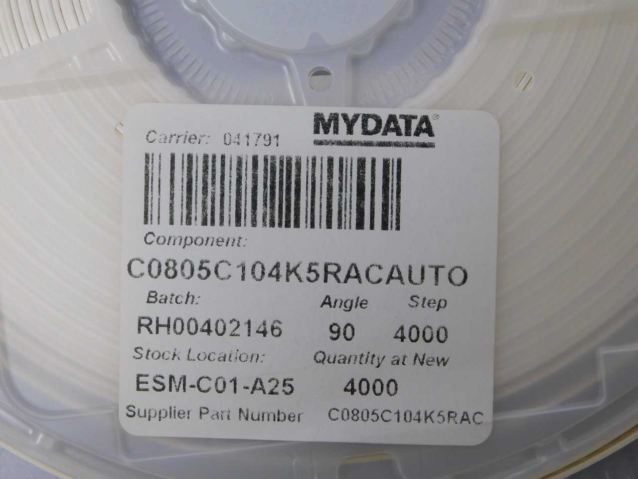 Lot of 3850 KEMET C0805C104K5RACAUTO Multilayer Ceramic Capacitors - ELECTRICAL COMPONENTS