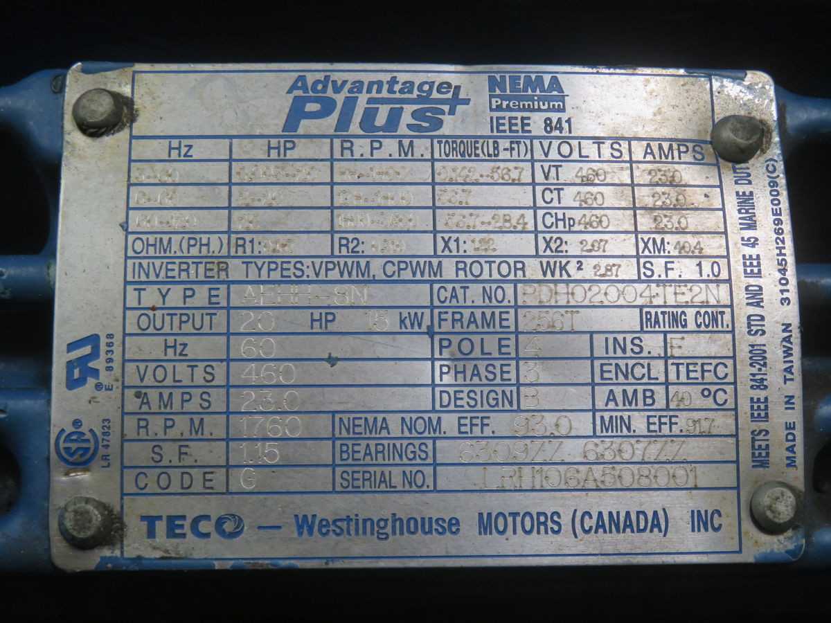 ADVANTAGE PLUS PDH02004TE2N SEVERE DUTY MOTOR T268167 - AC MOTOR