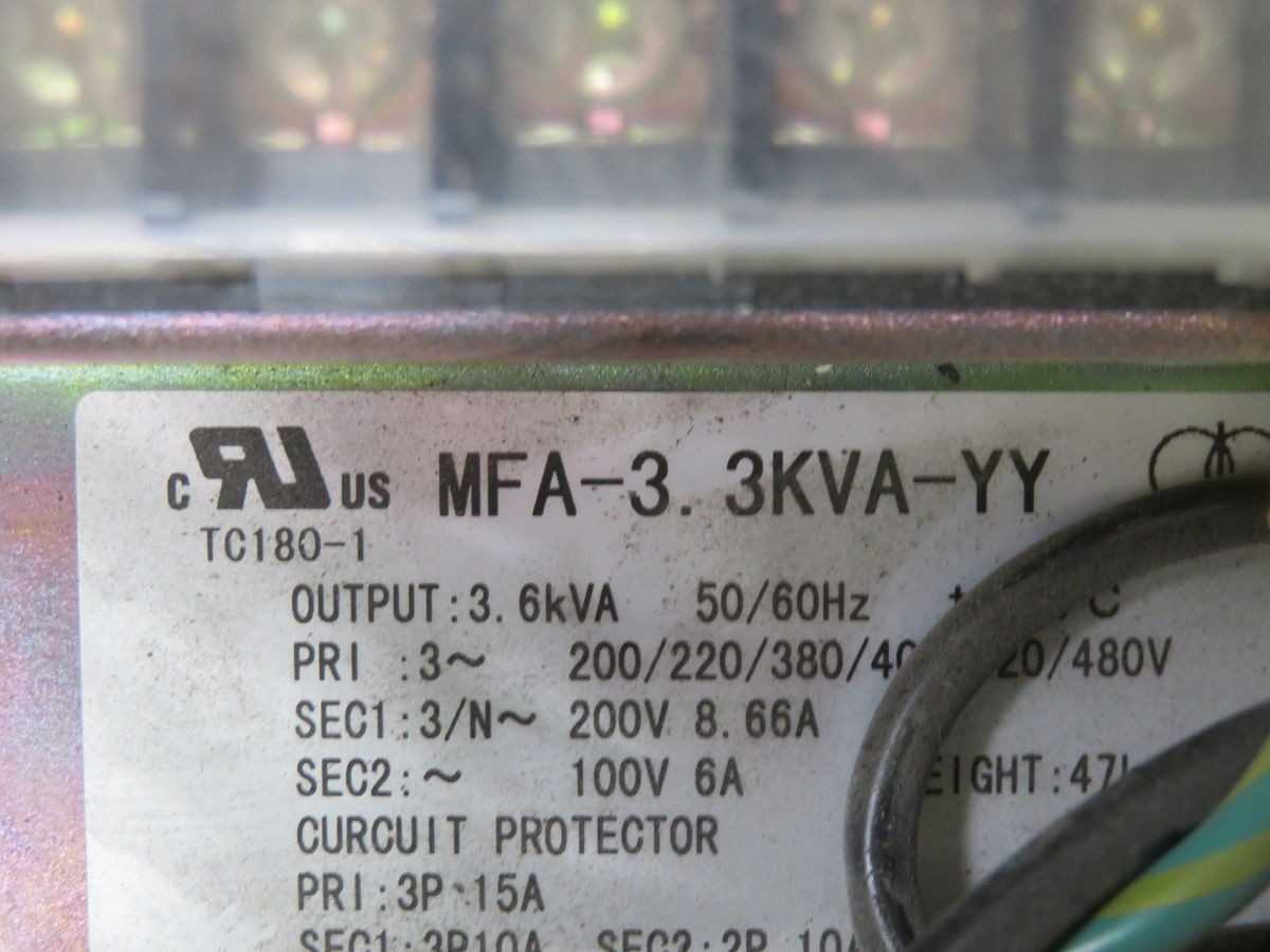 Tamura MFA-3.3kVA-YY Transformer BH0534 - Reliable Power Solution - POWER TRANSFORMERS