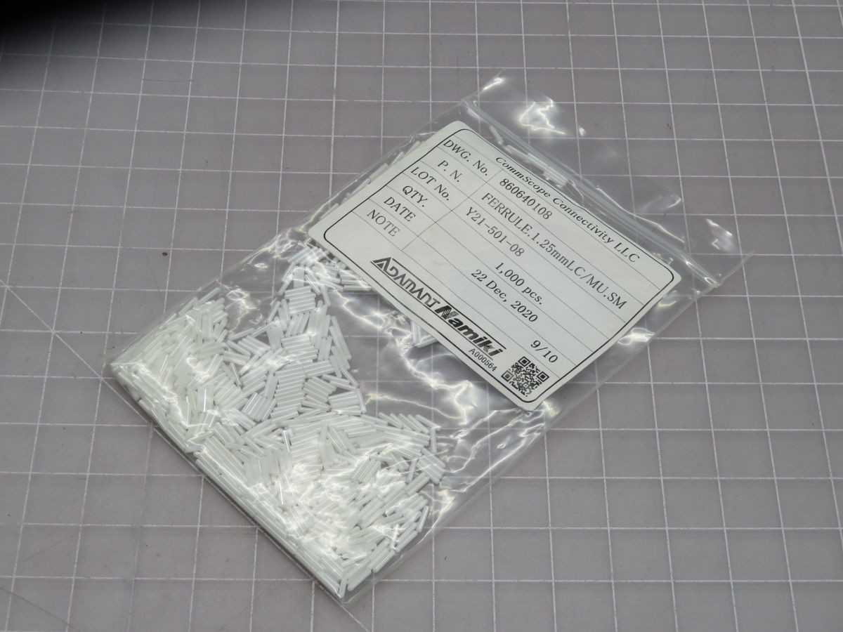 LOT OF 10000 ADAMANT Y21-501-08 FERRULE.1.25MMLC/MU.SM SINGLEMODE FERRULE - FIBER OPTIC CABLE