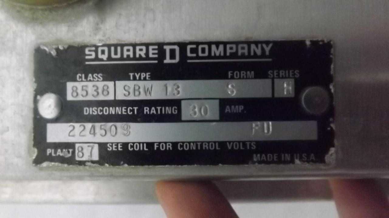 Square D 8538 SBW13 Starters, Nema Size 1, Fusible Switch, Nema Type 12, 30A Disconnect - AUTOMATION & CONTROLS