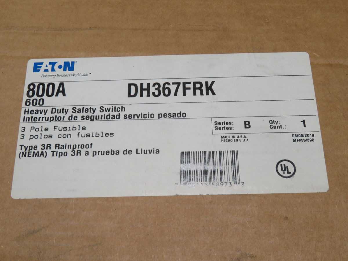 EATON DH367FRK SAFETY SWITCHES, 800 A, 600 V, 3-POLE, CLASS L FUSES, NEMA 3R, 500 HP - SWITCHES