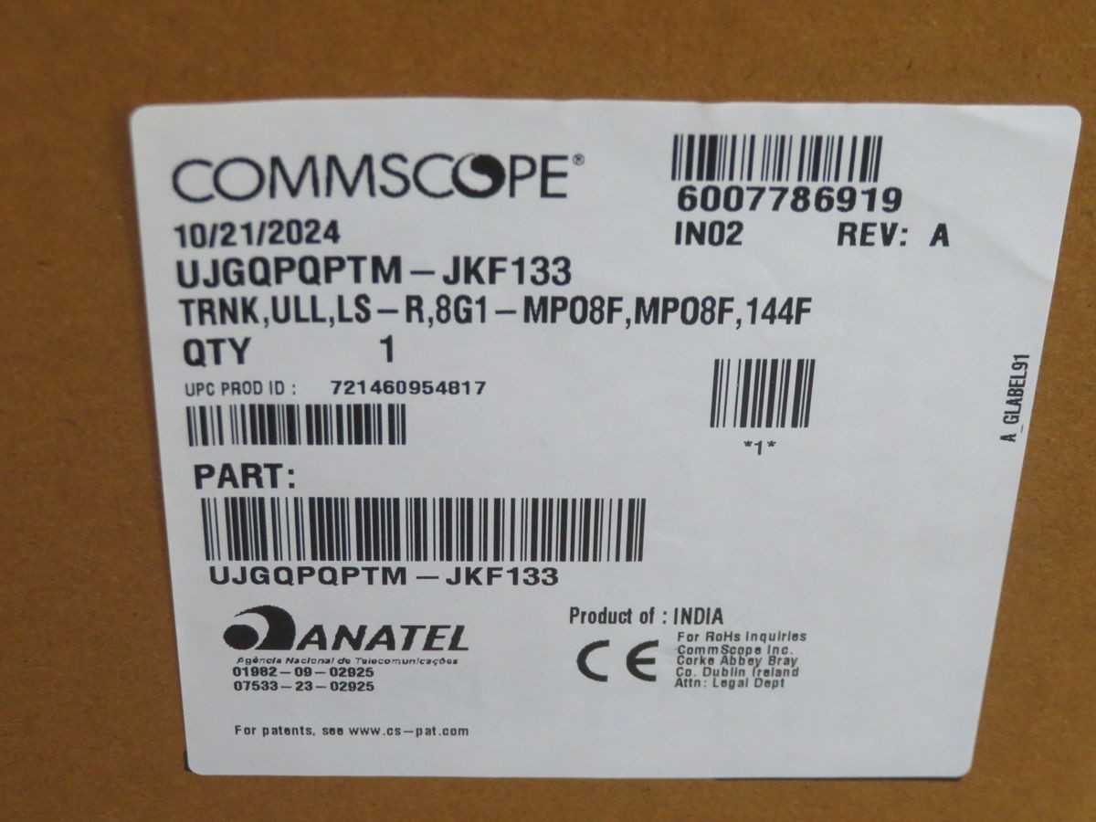 Commscope UJGQPQPTM-JKF133 High-Performance 144-Fiber Singlemode Trunk T268338 - FIBER OPTIC CABLE