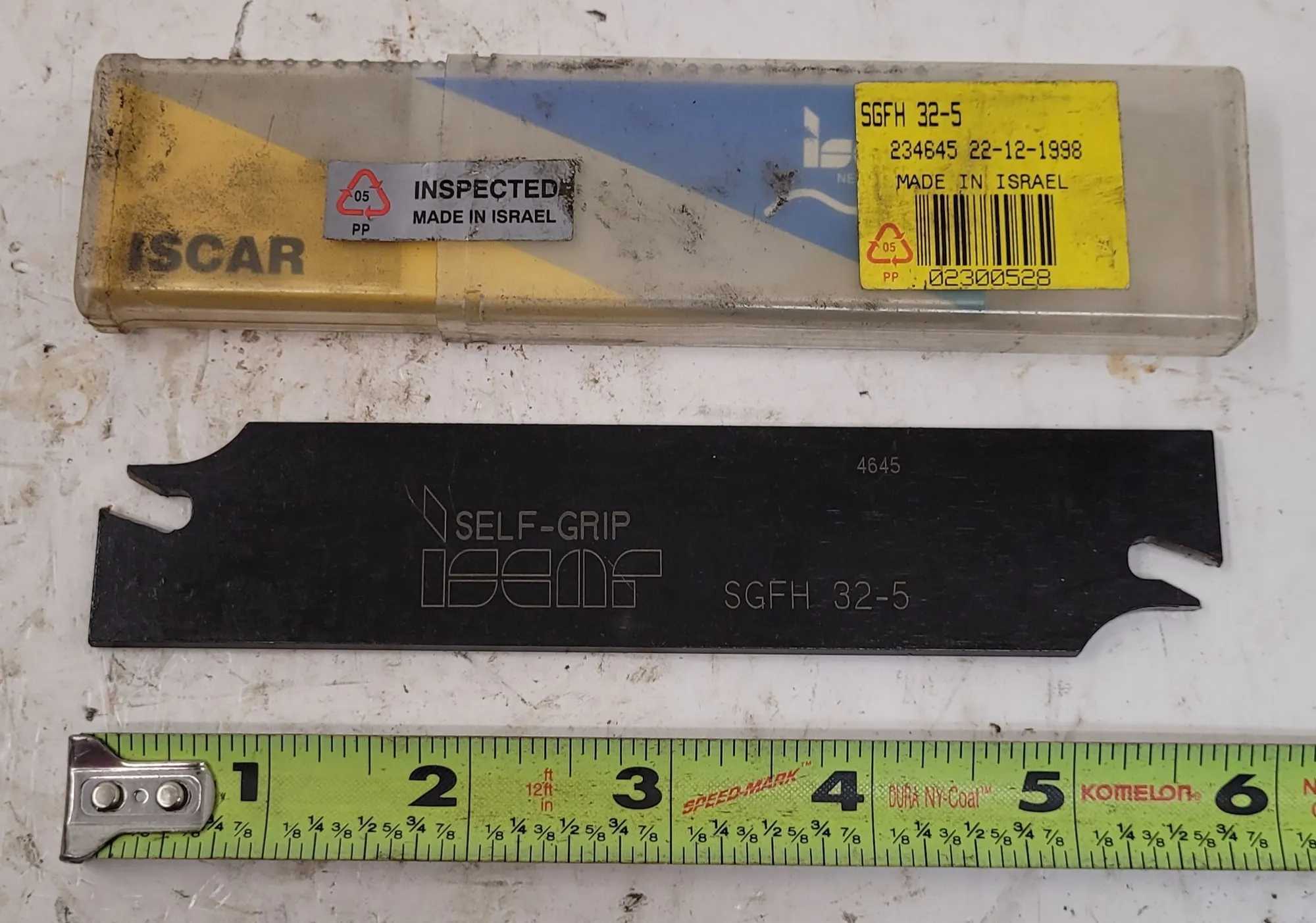 ISCAR SGFH 32-5 SELF-GRIP PARTING & GROOVING BLADE, 1.26" SHANK, MAX CUT WIDTH 0.217" - MACHINE TOOLING