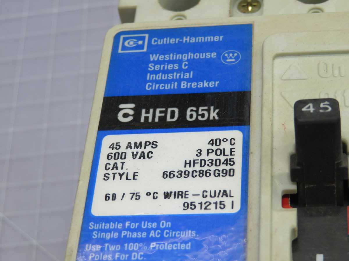 WESTINGHOUSE HFD3045 CIRCUIT BREAKER, 3 POLE, 45A CURRENT, 600VAC VOLTAGE, 14KA INTERRUPTING - CIRCUIT BREAKERS
