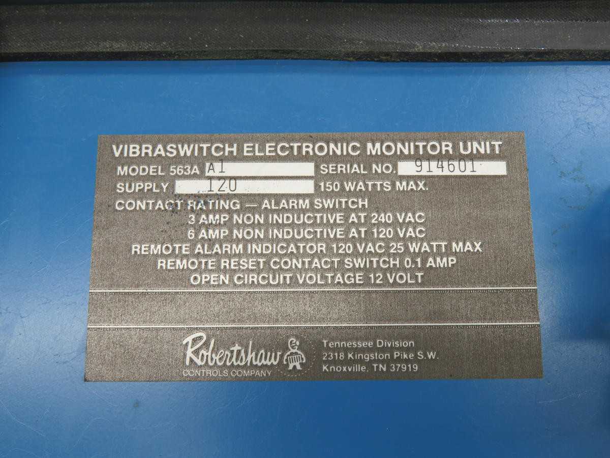ROBERTSHAW 563A A1 VIBRATION SENSOR, 0-4.5 G'S TRIP, 2-15 SEC DELAY, 10-1200 HZ FREQ, NEMA 4/7 ENCL - SENSORS